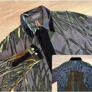 Ceta Italiana NEW Silk Sheer Velvet Tiger King Vacation Safari 70s Style Shirt